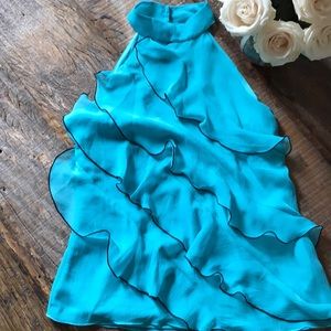 Turquoise ruffle top